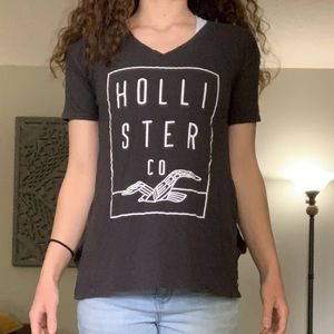 Hollister dark grey v neck shirt with slits